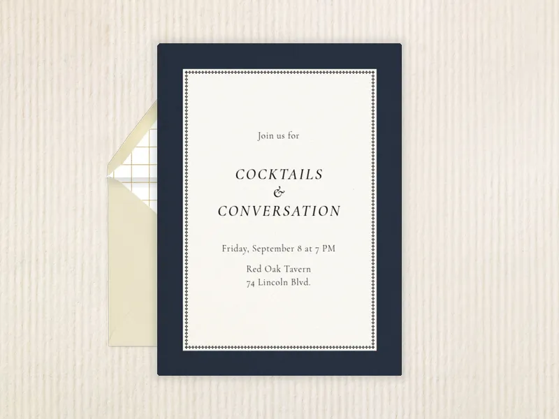 Navy Diamond Border - open_house - Invitation