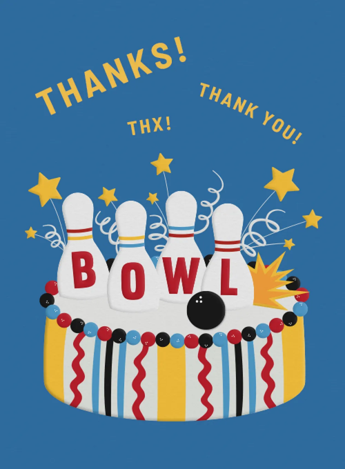 Birthday Cake Bowling Thank You - thankyou_cards - Card