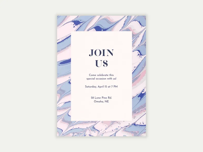 Hydro Dip Marbled Border - open_house - Invitation