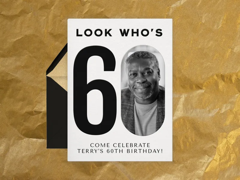Modern Black & White (Photo) - 60th_birthday - Invitation