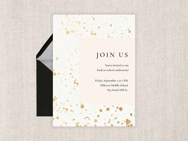 Metallic Paint Splatter - year_end_celebrations - Invitation