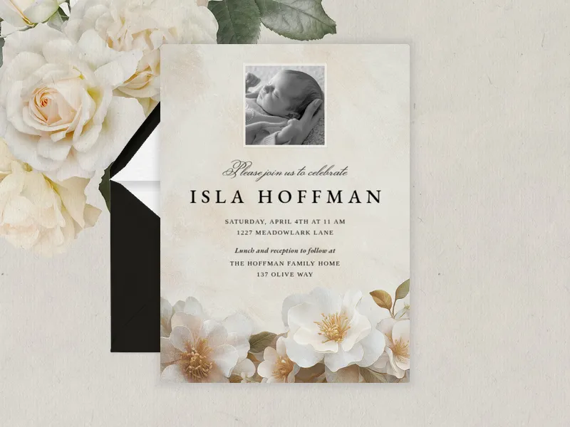 Painted Peonies (Photo) Invitation premium template design