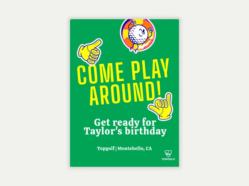 Topgolf: Green Come Play Around - topgolf - Invitation