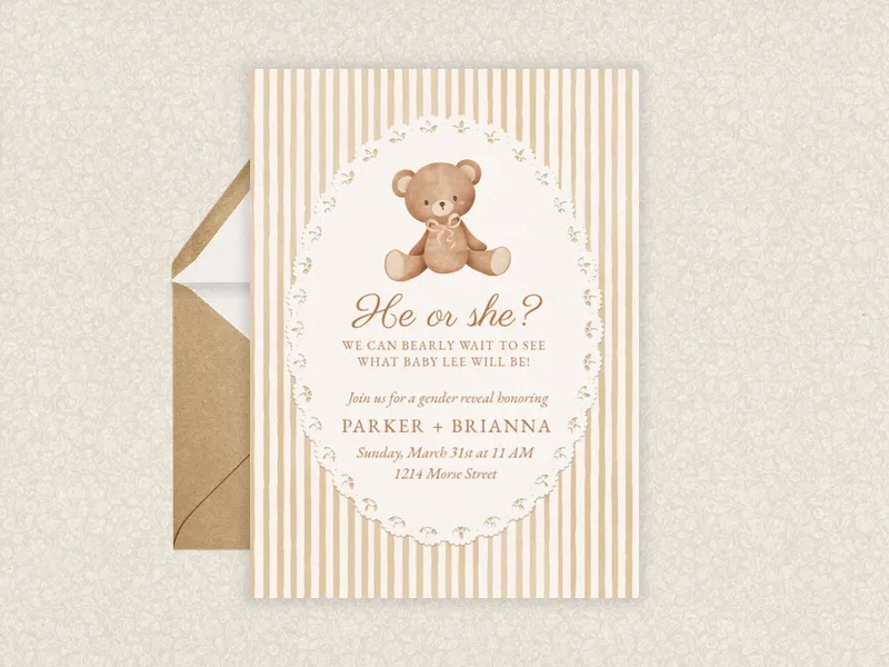Sweet Teddy - gender_reveal - Invitation