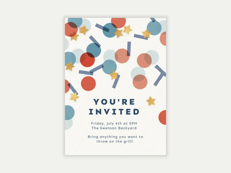 Stars And Confetti - labor_day - Invitation