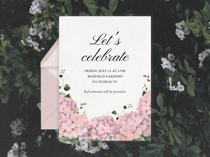 Pink Hydrangea Bunches - mothers_day - Invitation