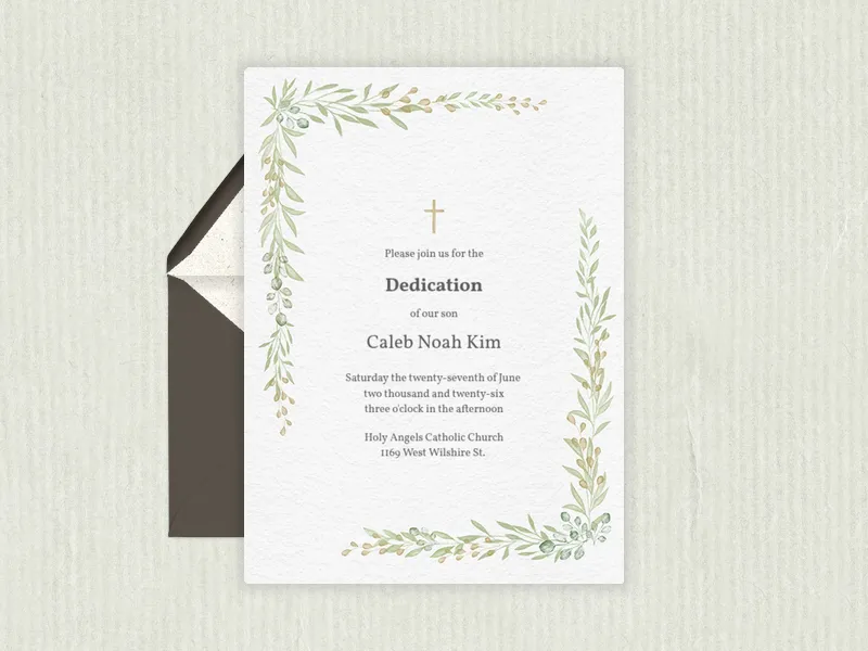 Greenery Cross - first_communion - Invitation