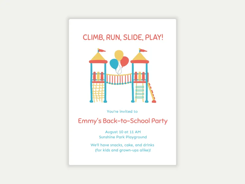 Playground Palooza - back_to_school - Invitation