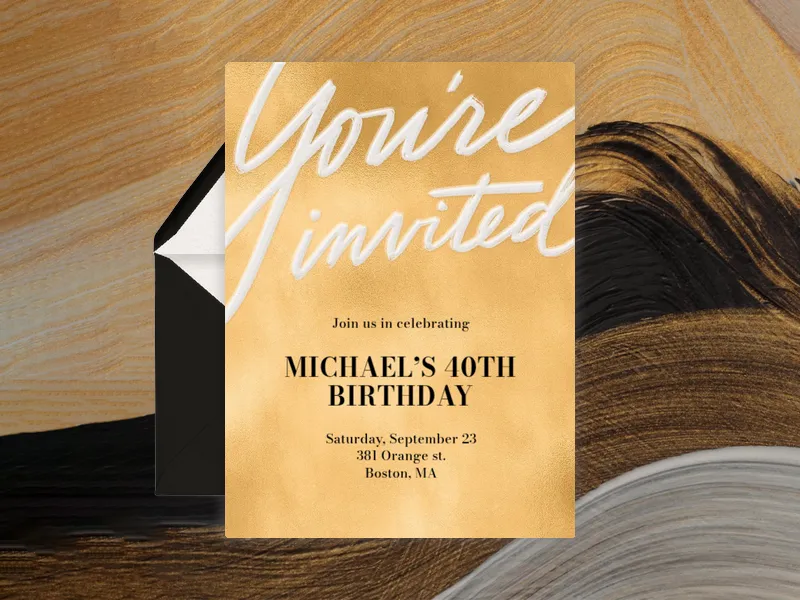 Gold Marker Script - adults - Invitation