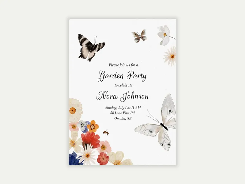 Butterfly Garden - baby_naming_bris - Invitation