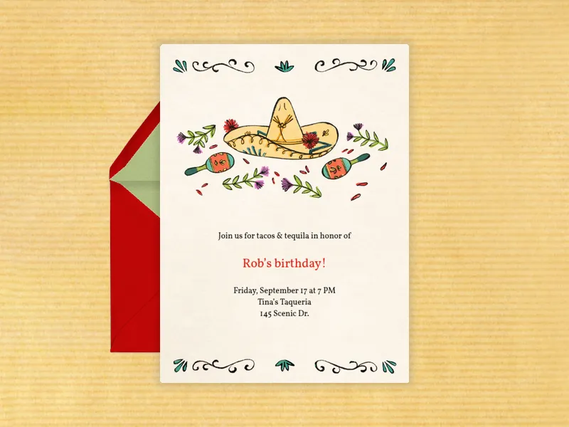 Sombrero and Maracas - cinco_de_mayo - Invitation