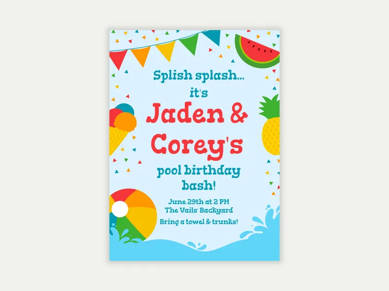 Summer Joys - joint_birthday - Invitation