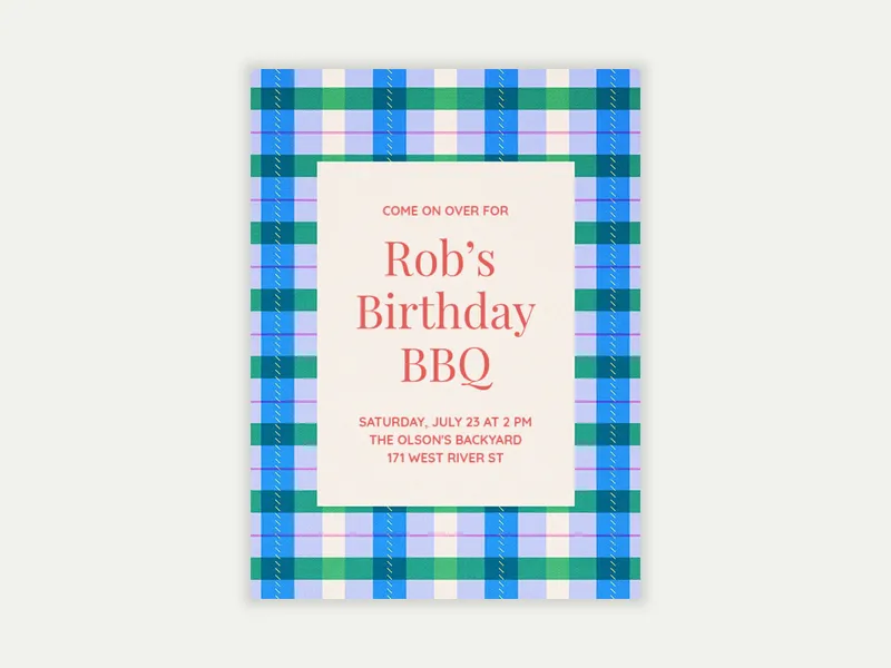 Tartan Picnic Blanket - labor_day - Invitation