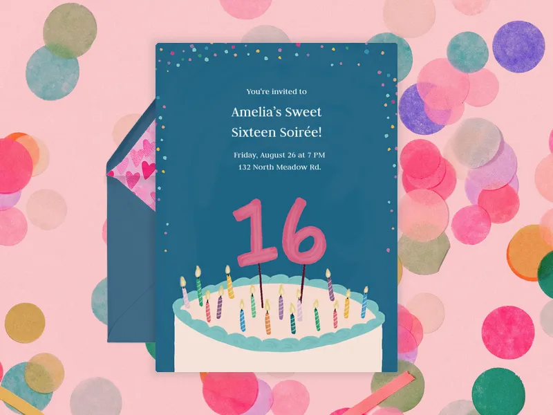 16th Birthday Cake - sweet_sixteen - Invitation