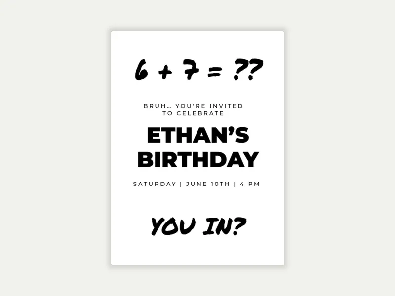 6-7, Bruh Invitation free template design