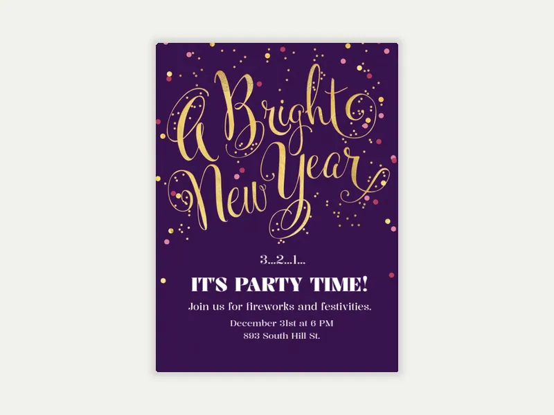 A Bright New Year Invitation free template design