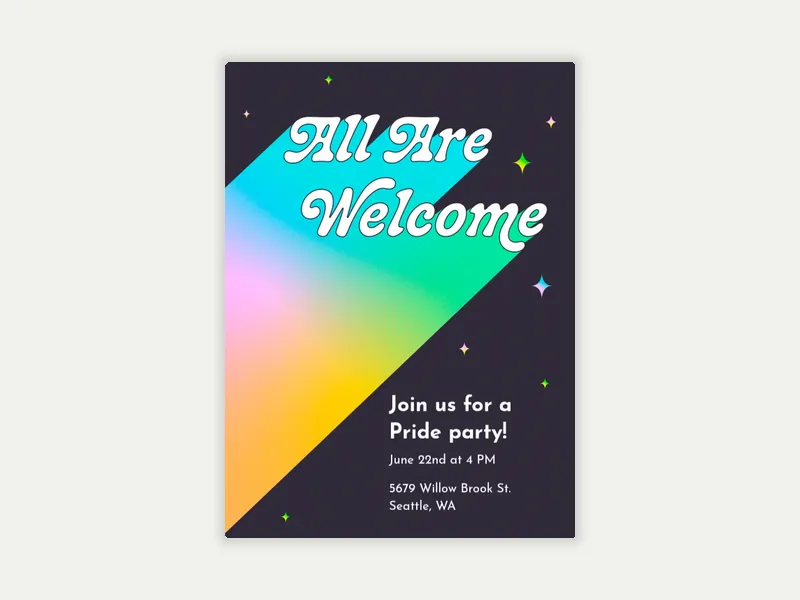 All Are Welcome Pride Invitation free template design