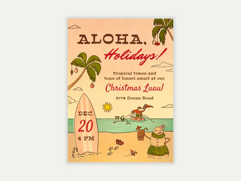 Aloha Holidays Invitation free template design