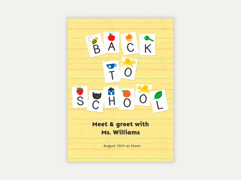 Alphabet Back to School Invitation free template design