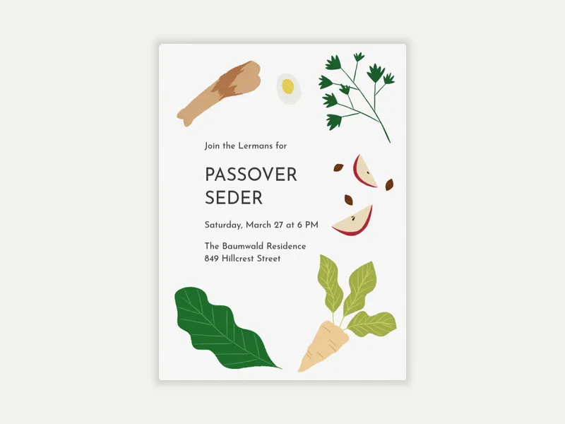 Around the Seder - passover - Invitation