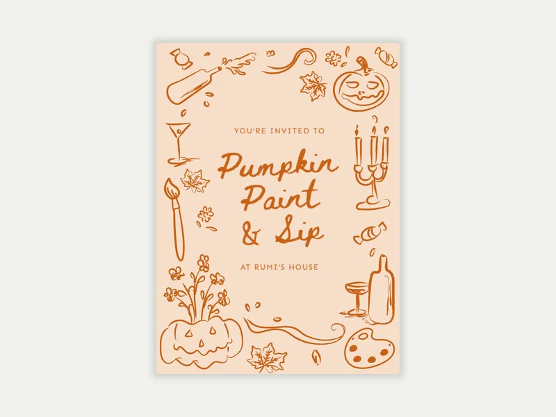 Artsy Pumpkin Party Invitation free template design
