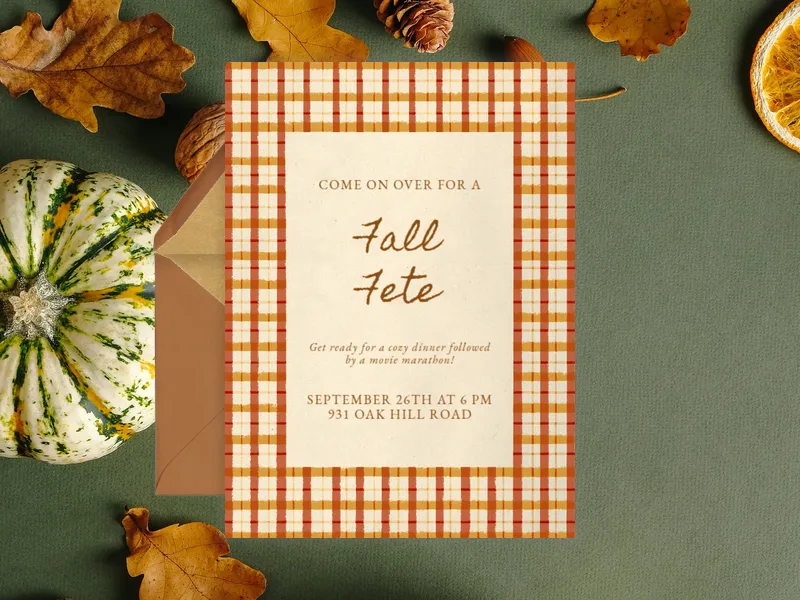 Autumn Plaid Invitation premium template design