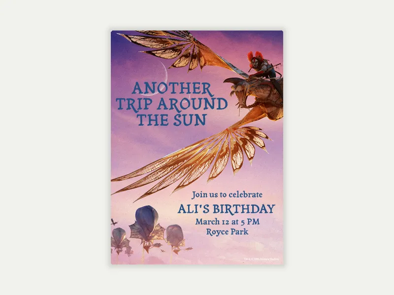 Avatar: Adventure Takes Flight Invitation free template design