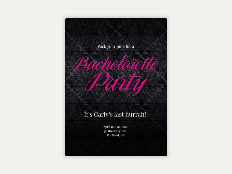 Bachelorette Lace Invitation free template design