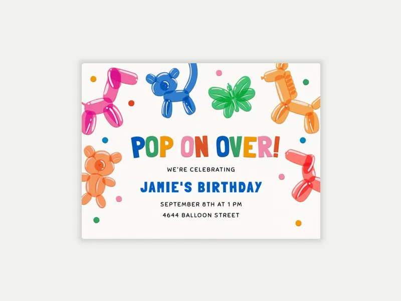 Balloon Pals Invitation free template design