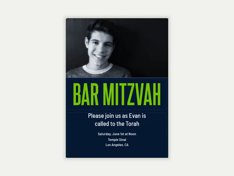 Bar Mitzvah Typography (Photo) - bar_bat_mitzvah - Invitation