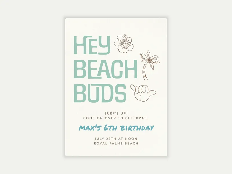 Beach Buds Invitation free template design