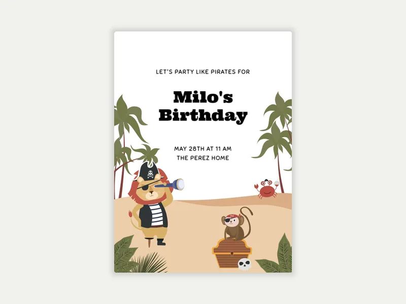 Beach Critters Invitation free template design