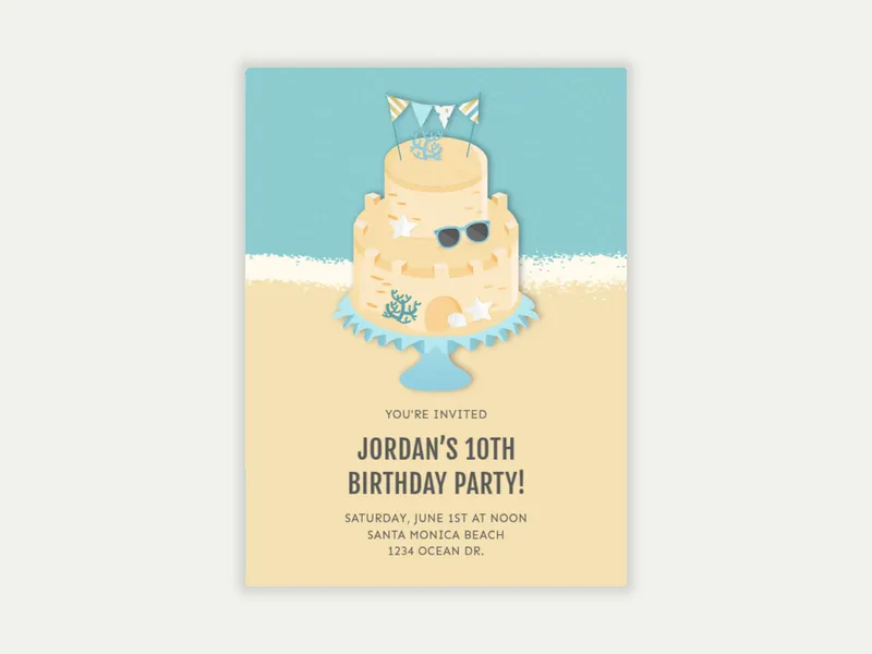 Beach Sandcake Invitation free template design