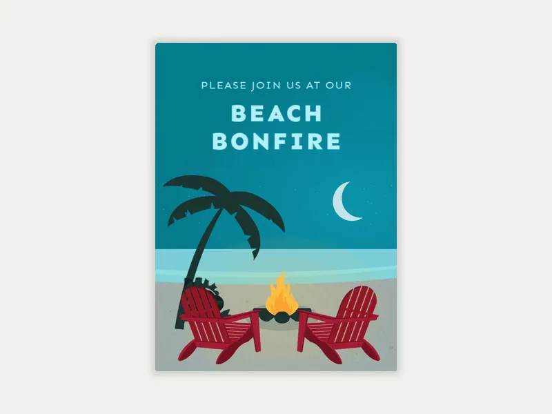 Beach Bonfire Party Invitation free template design