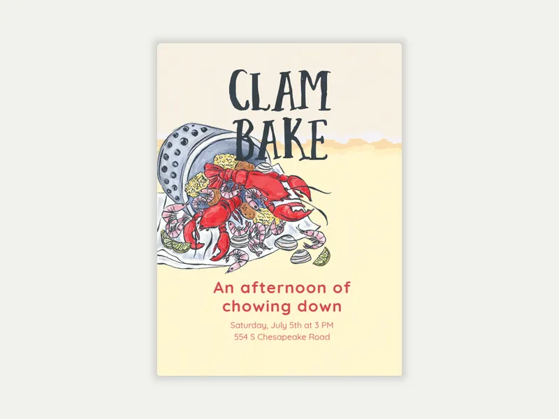 Beach Clambake - featured - Invitation