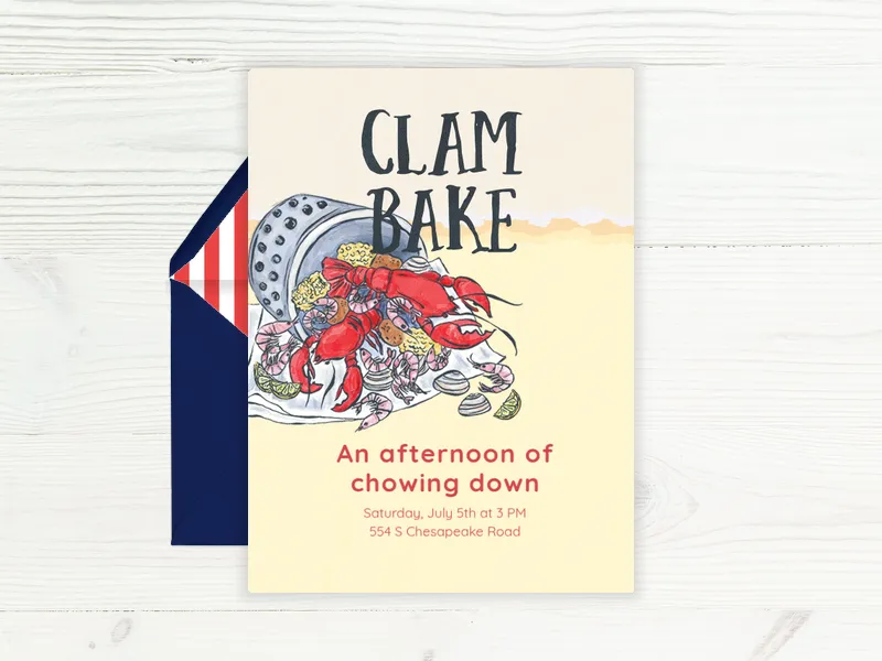 Beach Clambake Invitation premium template design