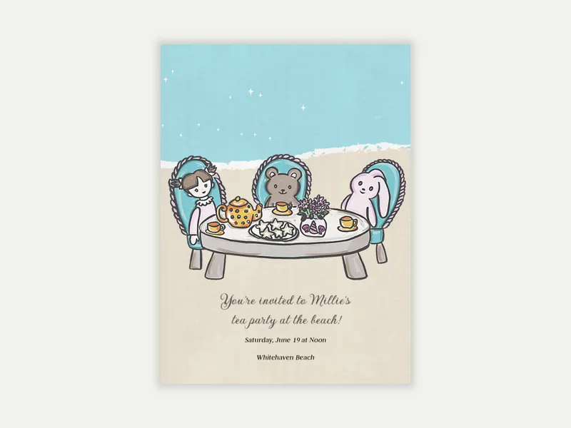 Beach Tea Party - beach_party - Invitation