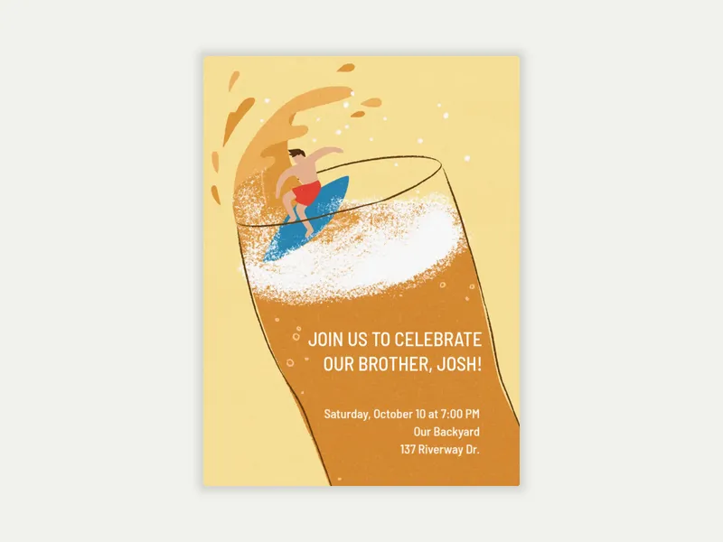 Beer Surfing Invitation free template design