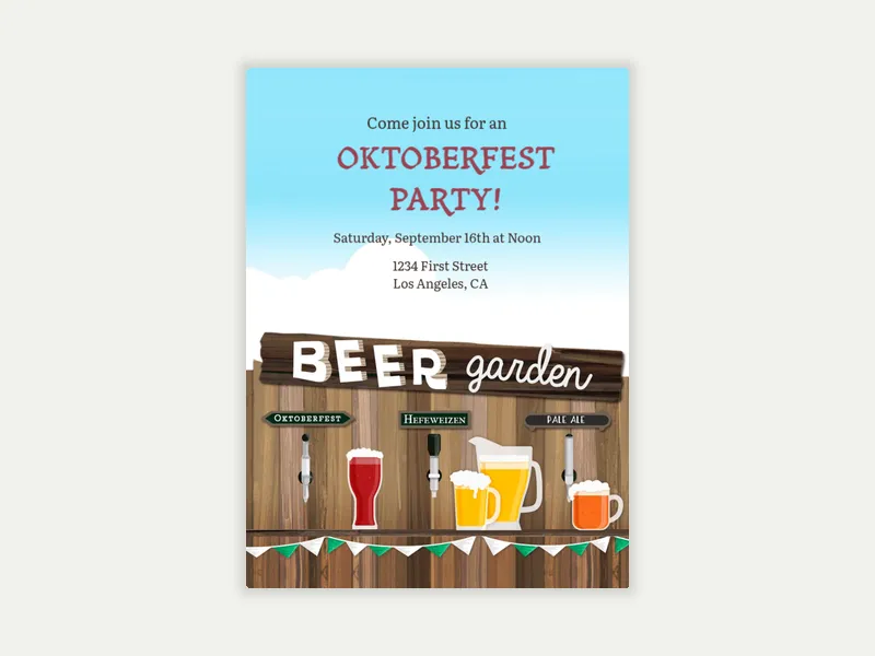 Beer Garden Invitation free template design