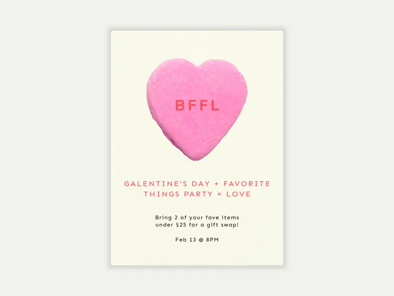 BFFL Candy Heart Invitation free template design