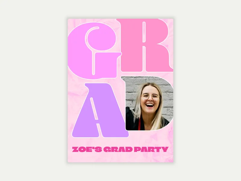 Big Grad Letters (Photo) Invitation free template design