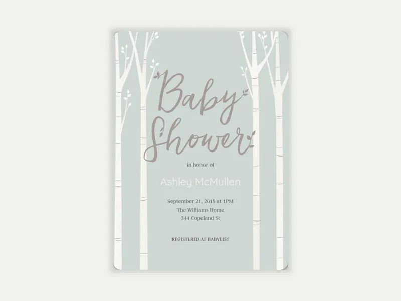 Birch Tree Baby Shower Invitation free template design