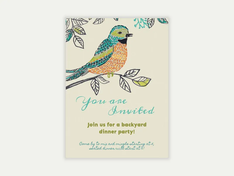 Bird and Foliage Invitation free template design