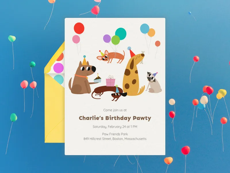 Birthday Pawty Invitation premium template design