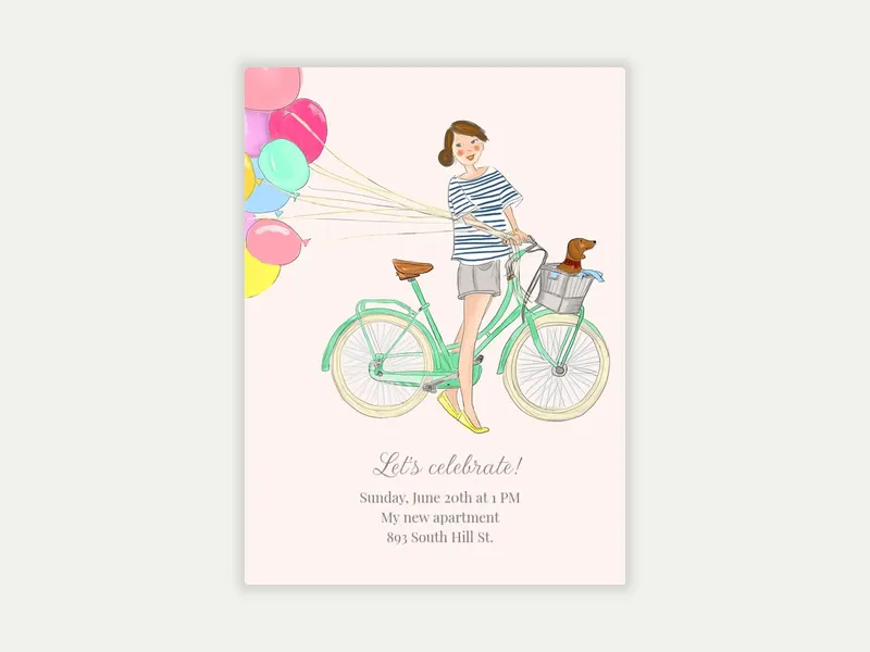 Birthday Bicycle Invitation free template design