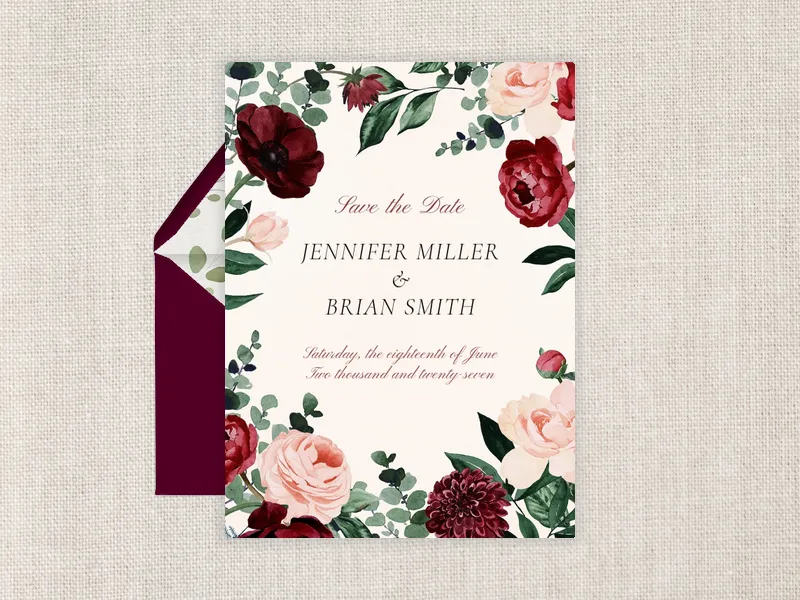 Blush & Burgundy Blooms - Save the Date - baby_save_the_date - Invitation