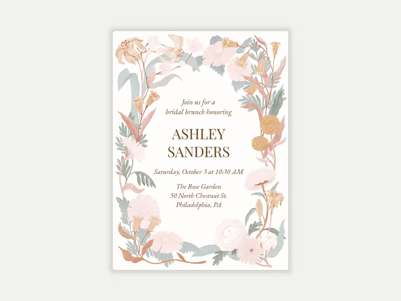 Blush Wildflower Border Invitation free template design