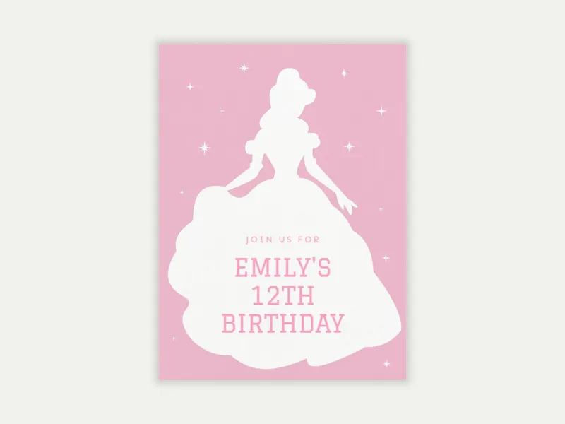 Blush Pink Princess Silhouette - featured - Invitation