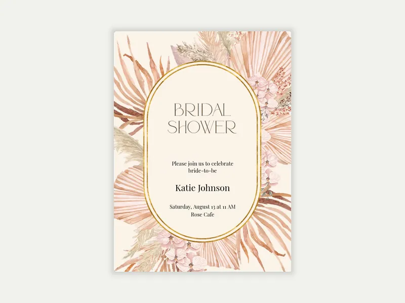 Boho Pampas Invitation free template design