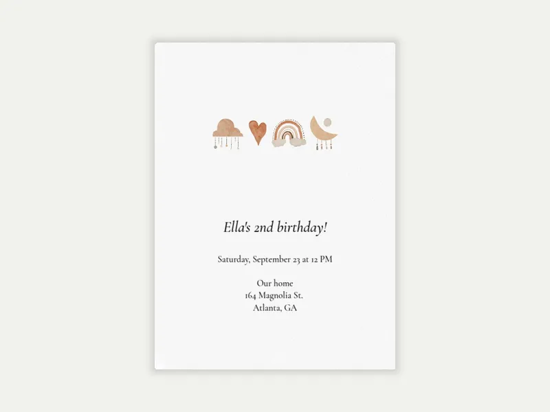 Boho Woodland Watercolor - 2nd_birthday - Invitation